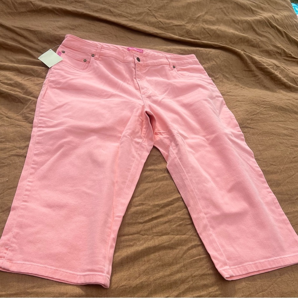Woman Within Peach Cropped Capri Jeans Plus Size 18W